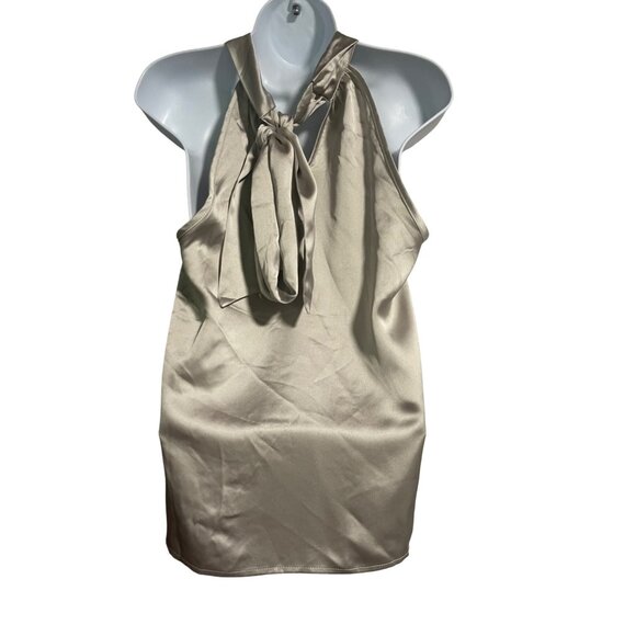 Joie Satin Halter Top Tie Back Blouse Size S Polyester & Spandex Taupe - Picture 2 of 6